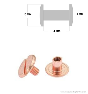 Boekschroef 4 mm. Roze goud