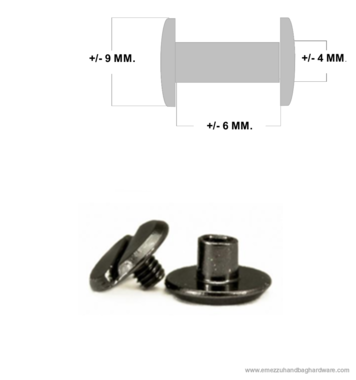 Boekschroef 6 mm. Black nickel