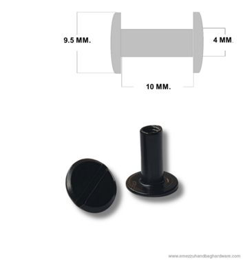 Boekschroef 10 mm. Zwart