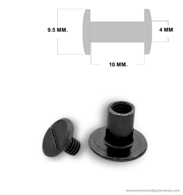 Boekschroef 10 mm. Black nickel
