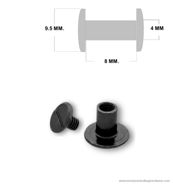 Boekschroef 8 mm. Black nickel