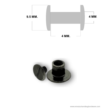 Boekschroef 4 mm. Black nickel