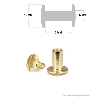 Boekschroef 8 mm. Goud