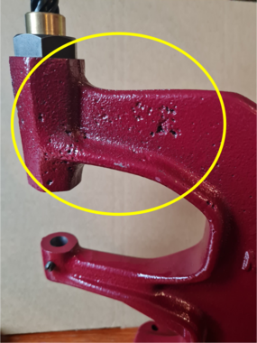 Rivet press machine no. 3 small damage